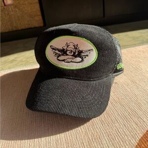 Boys Lie: Black & Green Corduroy Trucker Hat